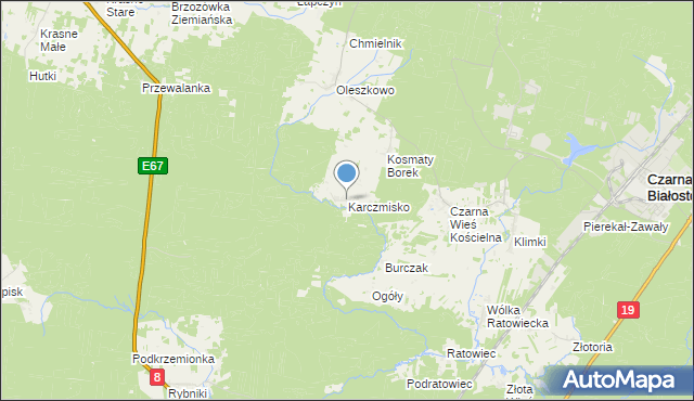 mapa Karczmisko, Karczmisko gmina Czarna Białostocka na mapie Targeo